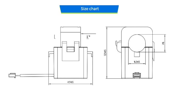 Kct-L DC Hall Effect Current Sensor 50A with Wire