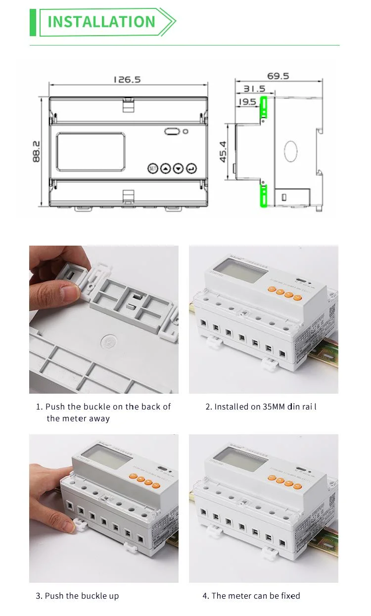 AC Three Phase LCD Display RS485 Interface Smart Energy Meter