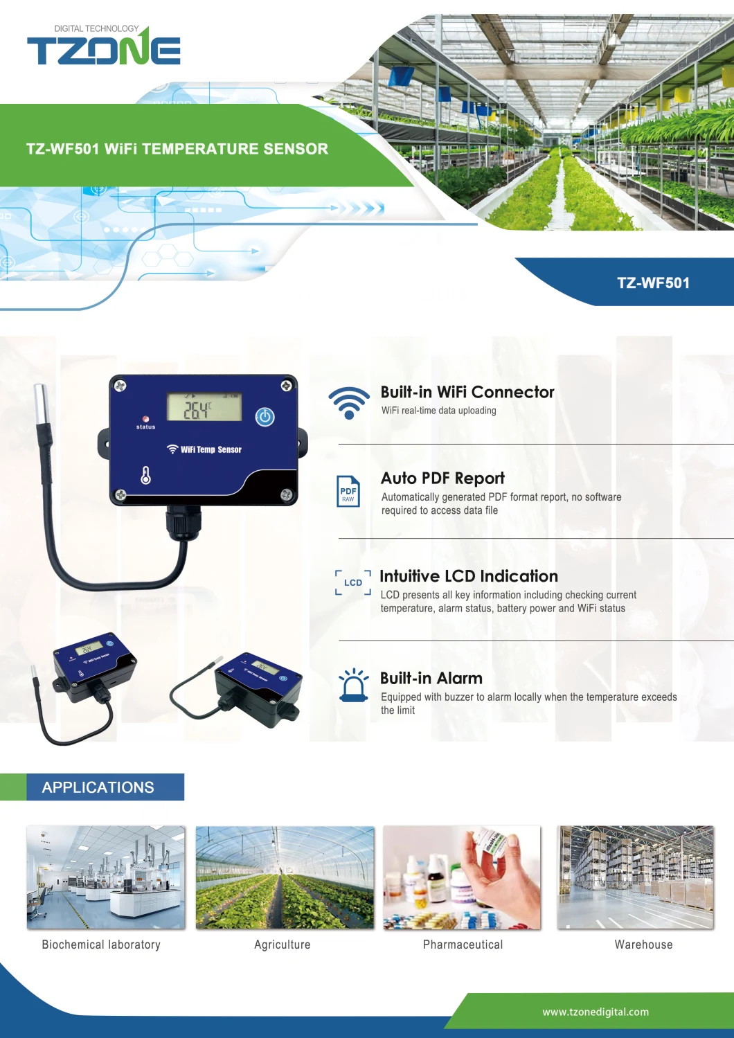 Refrigerator Temperature Monitoring Wireless Real Time WiFi Temperature Sensor